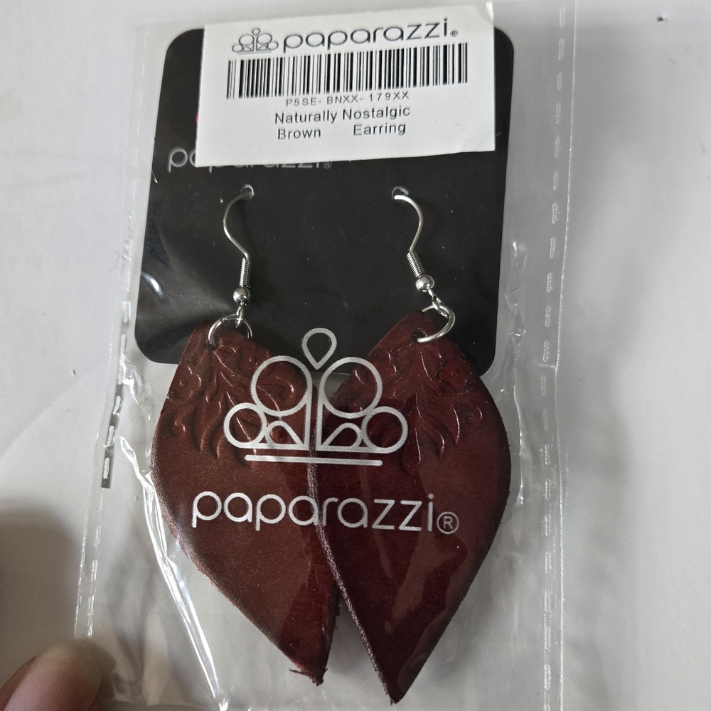 Paparazzi Pierced Leather Earrings - Picture 5 of 5